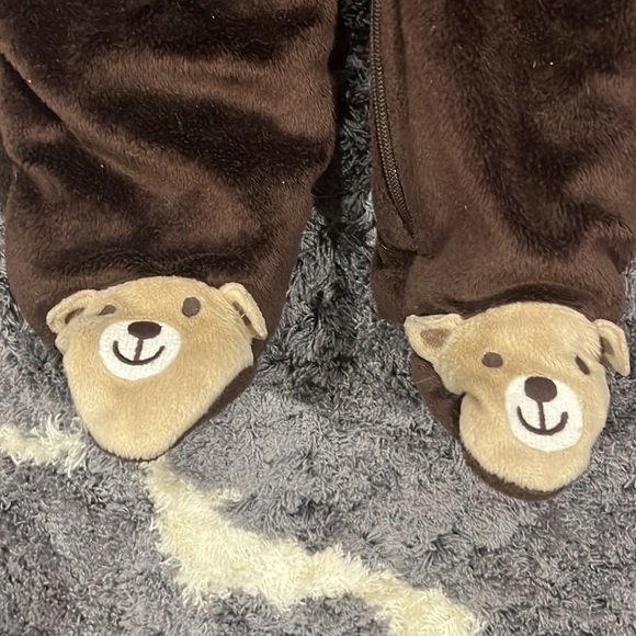 Just One You by Carters Fleece Brown Bear One Piece Zip Up Winter Coat NB - Picture 4 of 7